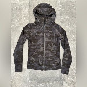 Lululemon black camo scuba zip up hoodie.